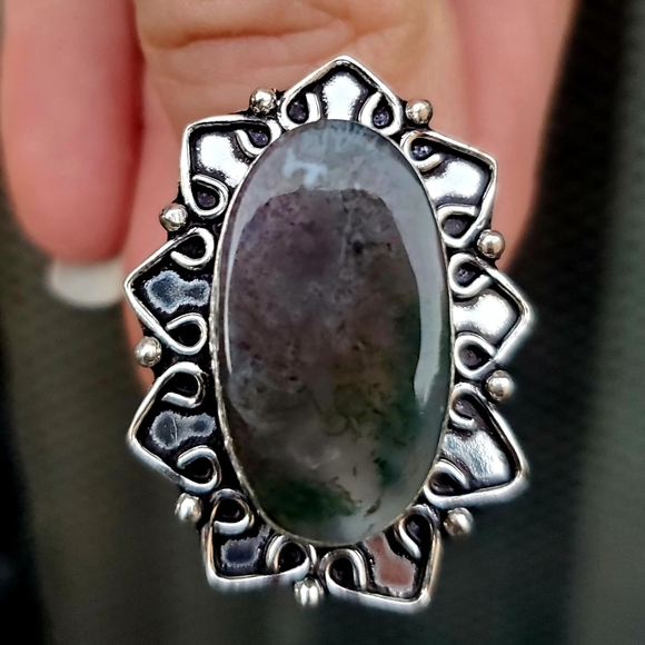 New Moss Agate 925 Silver Ring. - Picture 1 of 12